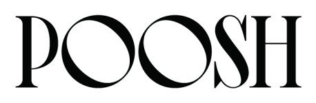 Poosh brand logo in stylized black letters