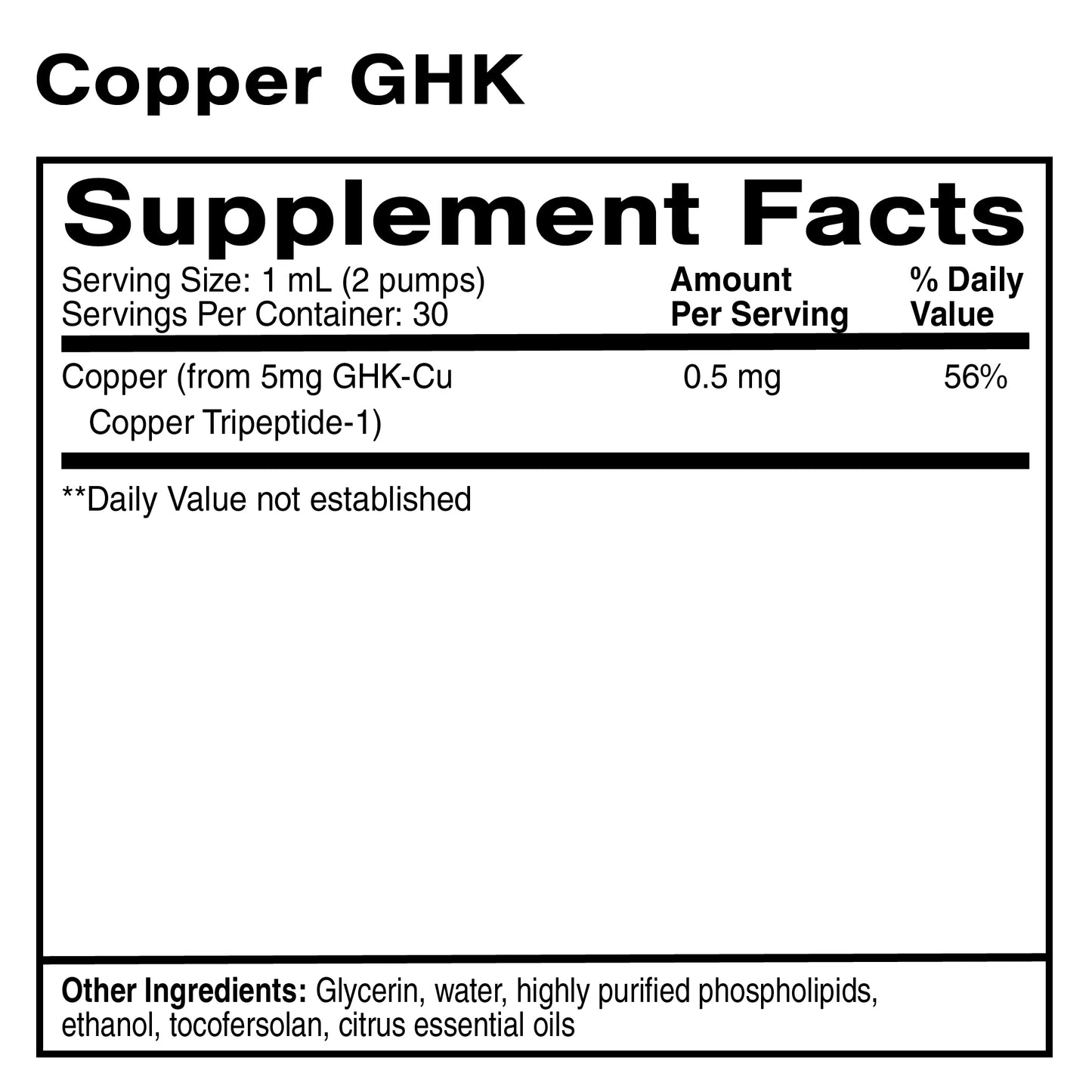 Oral Liposomal Copper GHK