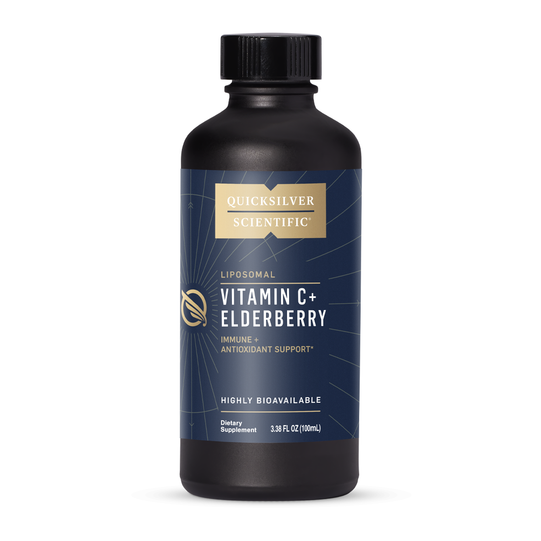 Quicksilver Scientific Liposomal Vitamin C with Elderberry Immune Antioxidant Support Highly Bioavailable Dietary Supplement 3.38 FL OZ (100mL)