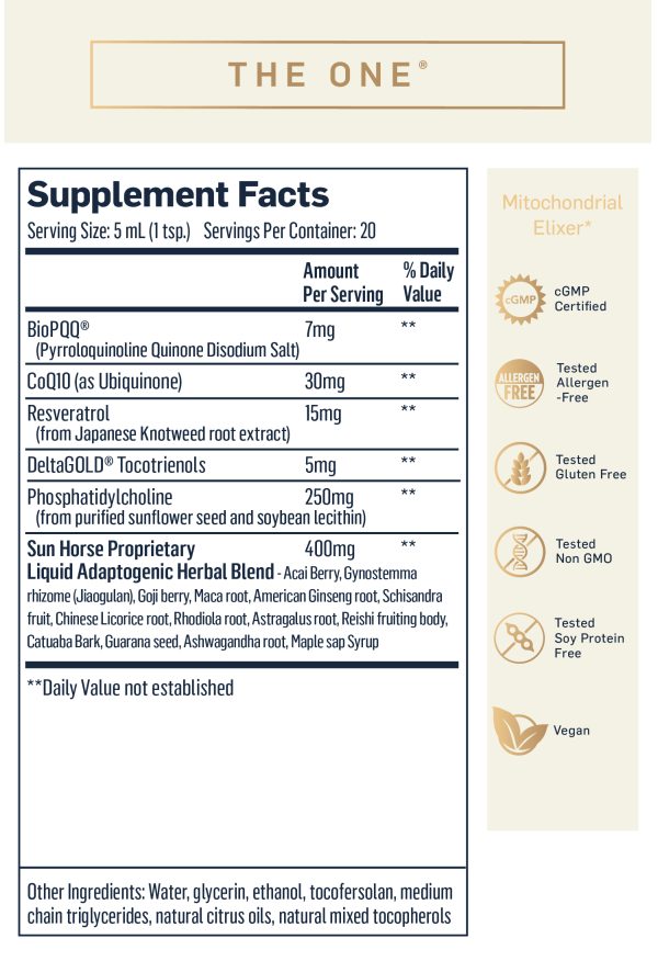 The One Supplement Facts Serving Size 5 milliliters 1 teaspoon 30 servings per container