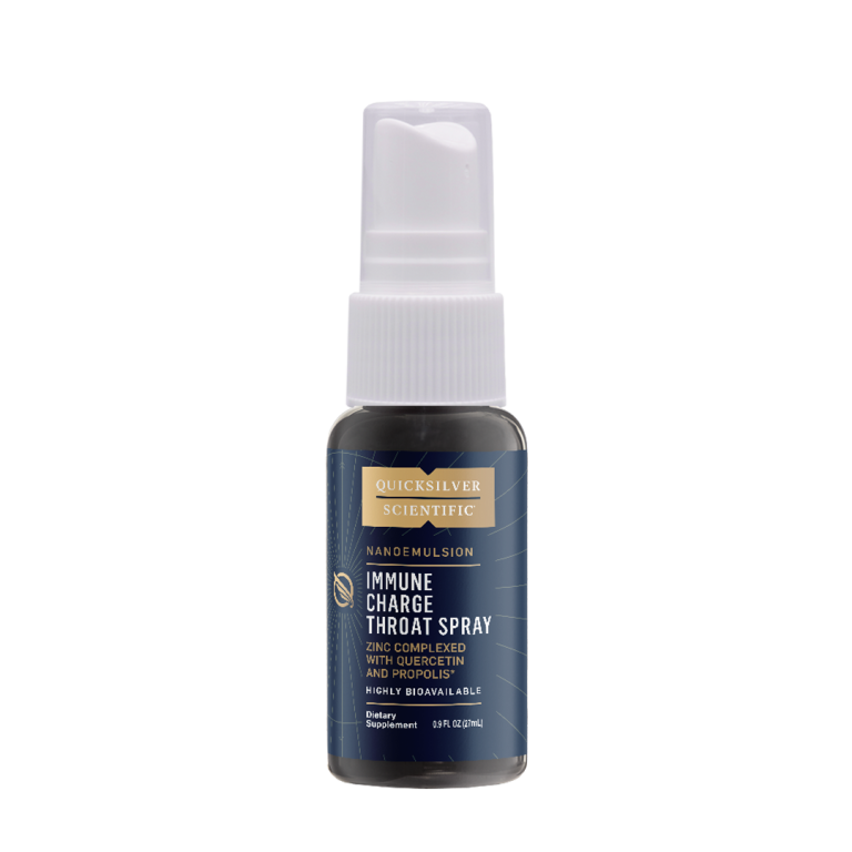 Quicksilver Scientific Nanoemulsion Immune Charge Throat spray Zinc Complexed with Quercetin and Propolis Highly Bioavailable Dietary Supplement .9 FL OZ (27mL)