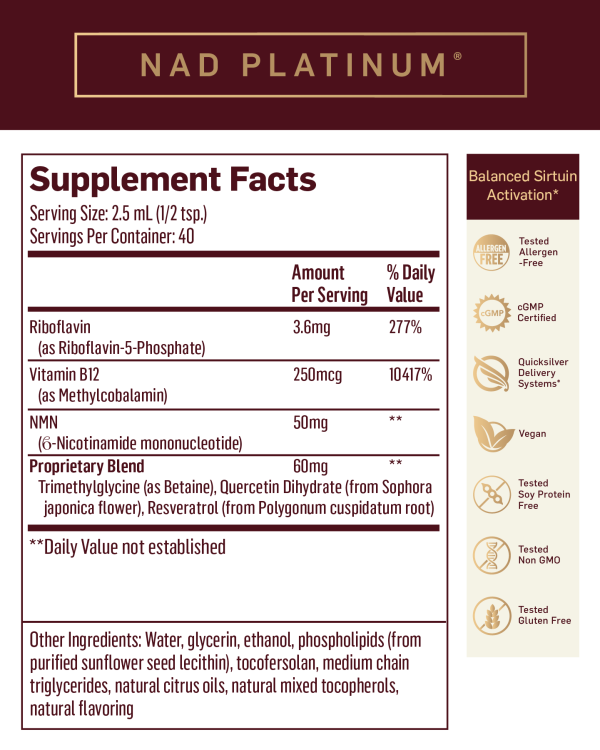 N A D Platinum supplement facts