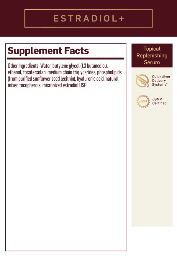Estradiol Plus Supplement Facts Topical Replenishing Serum