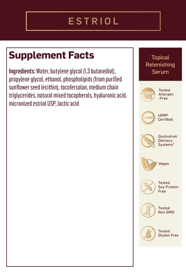 Estriol Topical Replenishing Serum supplement facts