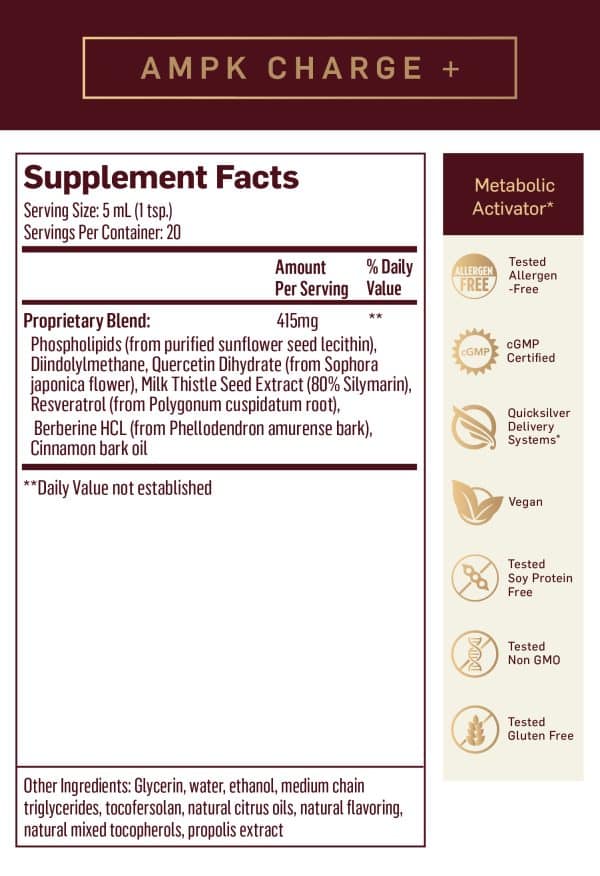 A M P K Charge 100 milliliter supplement facts
